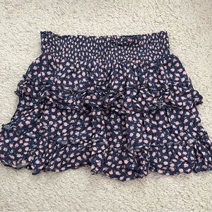 AERIE Floral Ruffle Skirt - Pink and Black
